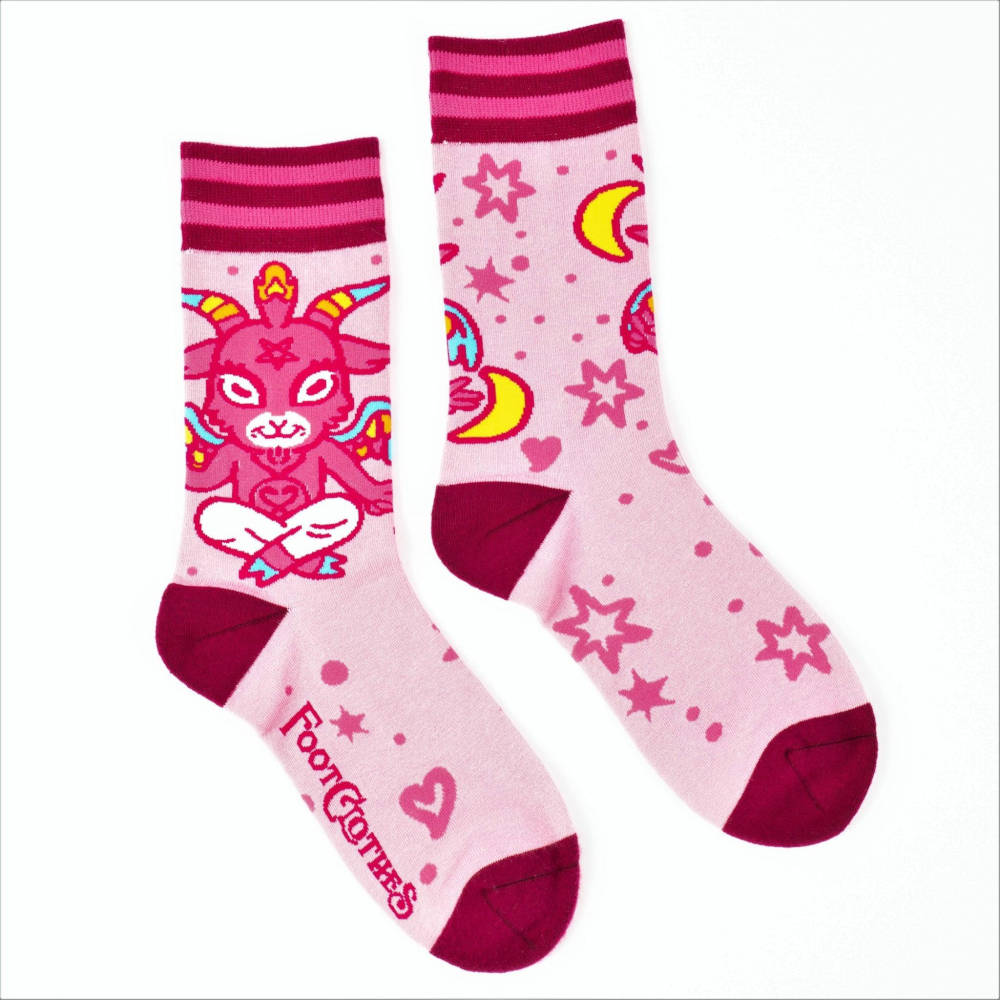 Footclothes - Cute Baphomet Goat Crew Sokken - Roze
